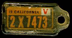 1943 California DAV Tag