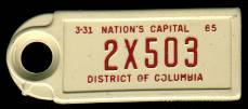 1965 District of Columbia DAV Tag