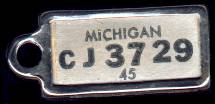 1945 Michigan DAV Tag