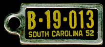 1952 South Carolina DAV Tag
