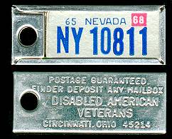1968 Nevada DAV Tag