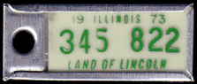 1973 Illinois Plastic Insert DAV Tag